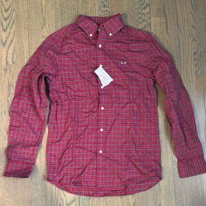 Vineyard Vines Red and Black Plaid Button-Down Shirt